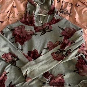 Purple flower hoodie crop top
